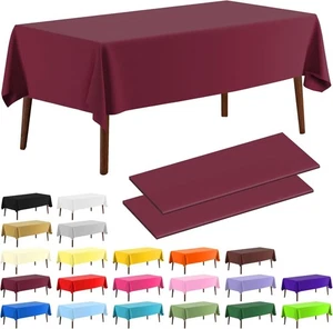 CXPSINC 2 Pack Plastic Tablecloth 54" x 108"Disposable 2 Pack, Burgundy - Picture 1 of 6