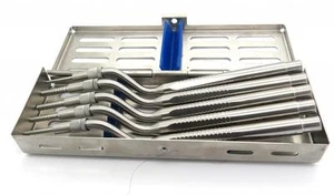 Set of 5 Sinus Lift Osteotome Kit Offset Concave Tips Dental Implant W/ Cassette - Picture 1 of 13