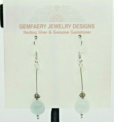 Pendientes colgantes de plata esterlina con piedras preciosas de aguamarina #5753... hechos a mano en EE. UU. Foto 1 de 4