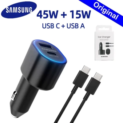 Genuine Samsung Galaxy S25 S24 S23 Note 20 Dual Port 45W & 15W Fast Car Charger - image 1 of 4