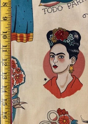 Tela Todo Para Ti Turquesa, Té y Taupe Alexander Henry - Sagrado Corazón Frida  Foto 1 de 4