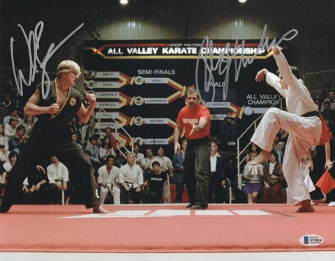 RALPH MACCHIO WILLIAM ZABKA SIGNED KARATE KID AUTOGRAPH 11X14 PHOTO BECKETT 13 Cover