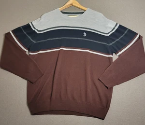 US POLO ASSN. Mens Size XL Crew Neck Sweater Colorblock Acrylic Pullover Logo - Picture 1 of 12