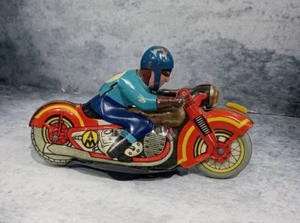 1960' RUSSO LMZ RACING MOTO DA CORSA PILOTA MOTODRILL CARICA GIOCATTOLO DI LATTA LITO - Foto 1 di 13