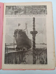 Illustrazione Popolare n. 18 anno 1907 Spezia Il varo della nuova Corazzata Roma - Picture 1 of 3
