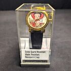 BRAND NEW/SEALED Betty Boop Black strapped Swiss Quartz Movement Musical Watch