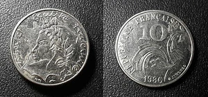 The Fifth Republic - 10 Francs Jimenez 1986 Britain Hit Le Listel - Picture 1 of 1