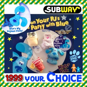 Subway 1999 BLUE'S CLUES BIG PYJAMA PARTY Blues Dog Cartoon IHR Spielzeug WAHL - Bild 1 von 13