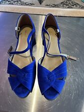 Charlie Stone Shoes Blue Suede Open Toe With Original Box