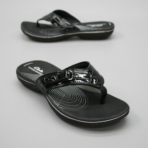 Sandali infradito Clarks Donna 8 M Cloudsteppers brezza mare neri perizoma 28245