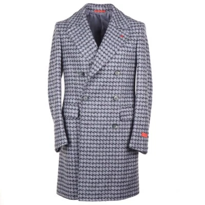 Isaia 'Marshall' Gray-Black Soft Houndstooth Check Cashmere Overcoat 42R NWT - Image 1 of 4
