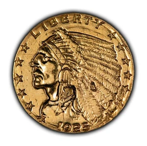 1925-D G$2.50 Indian Head Gold Quarter Eagle - AU Dets - SKU-G2826 - Picture 1 of 6