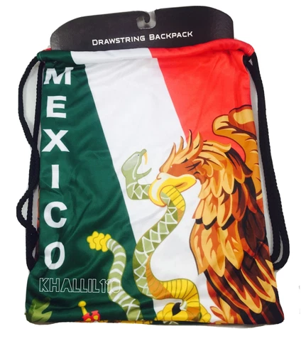 Mexico Flag Polyester Drawstring Backpack/Sack Cover