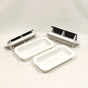 White Plastic Low Profile Roof Vent Air Flow Horse Trailer RV Trim Ring 1 Pair - Picture 1 of 8