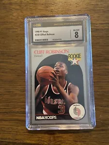 1990-91 NBA Hoops Cliff Robinson Rookie Card #250 CSG 8 Portland Trail Blazers - Picture 1 of 2
