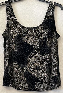 Alex Evenings Womens Black/Gold Floral Vneck Sleeveless Blouse Women Size 1XL - Picture 1 of 8