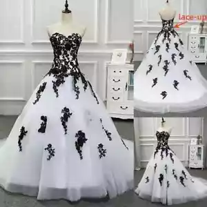 Weißes & schwarzes Ballkleid Gothic Vintage Brautkleid Sweetheart Dropped Waist - Bild 1 von 10