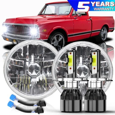 Par de faros LED redondos de 7 pulgadas H4 haz alto/bajo para Datsun 240Z 260Z 280Z 280ZX Foto 1 de 4