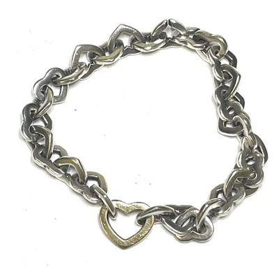 Tiffany & Co. 8"  Silver & Gold Heart Link Bracelet - 35.0 grams - Year 2000 - Image 1 of 4