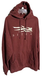 SITKA Hoodie Sz XL Maroon Pullover Logo Y2K Mens Relaxed Fit - Picture 1 of 8