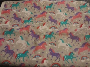 Unicorns Rainbows Flannel Fabric 44" X 36" - Picture 1 of 6