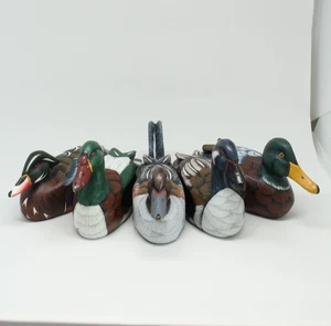 Vintage hand painted wooden duck napkin rings x 5 mallard Pintail shelduck - Picture 1 of 10