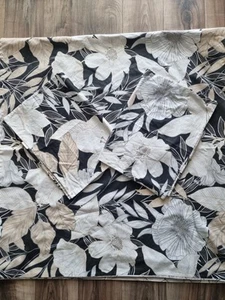 Vantona Black/Natural Linear Bouquet Duvet Cov Bed Set King Size 220x230cm+2 P/ - Picture 1 of 9