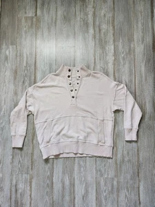 Aerie Oversized Sweatshirt Womens Size M Pale Purple Snap Henley Pullover - Bild 1 von 8
