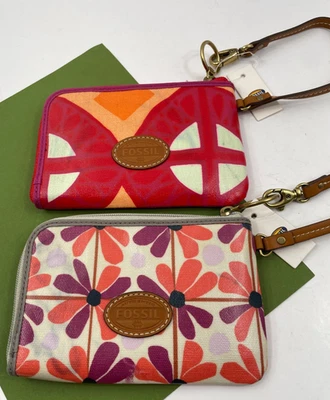 Fossil Keyper Wristlet Wallet Floral Geometric Zip Around Lot of 2 - Image 1 of 4