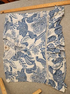 Z&L Europe Shirt Womens Small White Blue Boho Paisley Peasant Lace-Up Tassel - Picture 1 of 14