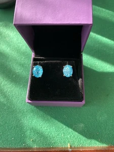 Blue Crackled Quartz Sterling Silver Earrings - Picture 1 of 2