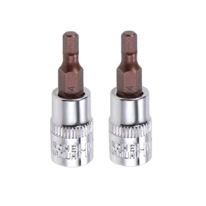2 pack 1/4" Drive x 4mm Hex Bit Socket Standard Metric S2 & Cr-V Steel - Picture 1 of 3