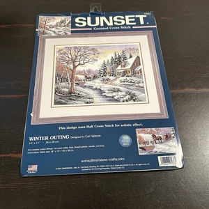 De Colección Salida de Invierno Puesta de Sol #13691 Kit de Punto de Cruz Contado CARL VALENTE RETIRADO - Imagen 1 de 6