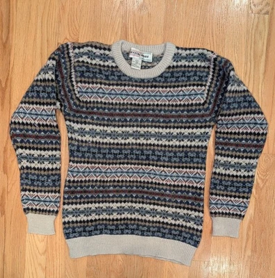 Vintage Crystal Kobe Norwegian 100% Shetland Wool Fair Isle Sweater Pullover S - Image 1 of 4