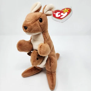 Vtg 1996 TY Beanie Babies Pouch The Kangaroo 7" Original Beanie Baby Plush Toy - Imagen 1 de 12