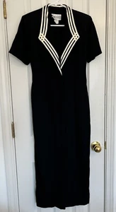 Vestido vintage años 90 S. L. Fashions negro y marfil talla 8 - Imagen 1 de 9