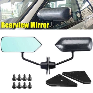 Carbon Fiber Look F1-Style Car Racing Door Side Rearview Wing 2 Mirrors - Foto 1 di 12