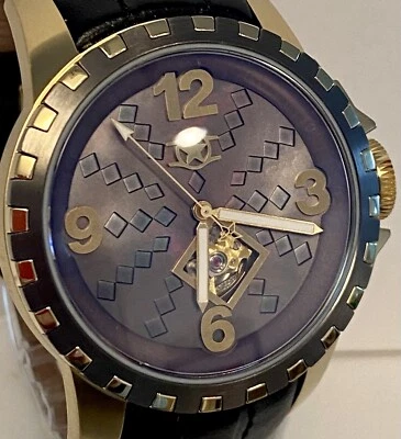 50 mm automático | MOSAICO | trapeador marrón y correa de cuero | detalles dorados | Reloj WatchStar Foto 1 de 4