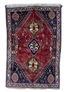 All Wool Authentic Shira z Hand Knotted Vintage Qash Qai Rug Horse head 4’x6’ - Picture 1 of 9