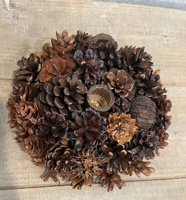 Suporte de vela cônico de pinha vintage peça central Natal feriado 6” - Imagem 1 de 4