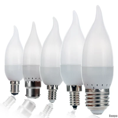 Dimmable LED Candle Light Bulbs 3W Flame Chandelier E14 E27 E26 E12 B22 B15 110V - Image 1 of 4