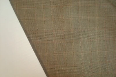 4.3 yd English WOOL Luxury Super 100s Fabric 9 oz Suiting Brown Plaid 155" BTP - Image 1 of 4