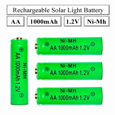 AA 1000mAh NiMH 4 pack Rechargeable Solar Light Batteries 1.2v Ni-mh - Image 1 of 3