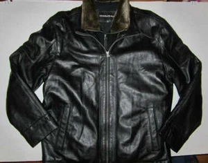Charles Klein Herren Gr. Small schwarze Lederjacke Motorrad abnehmbarer Kragen - Bild 1 von 6