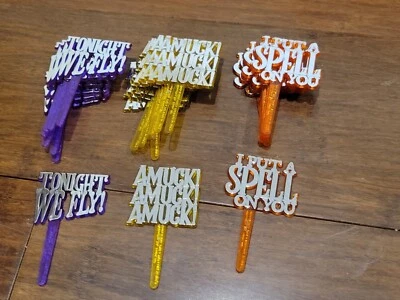 Halloween Orange Green Purple Plastic Cupcake  24 CT. Picks Cake - Image 1 of 4