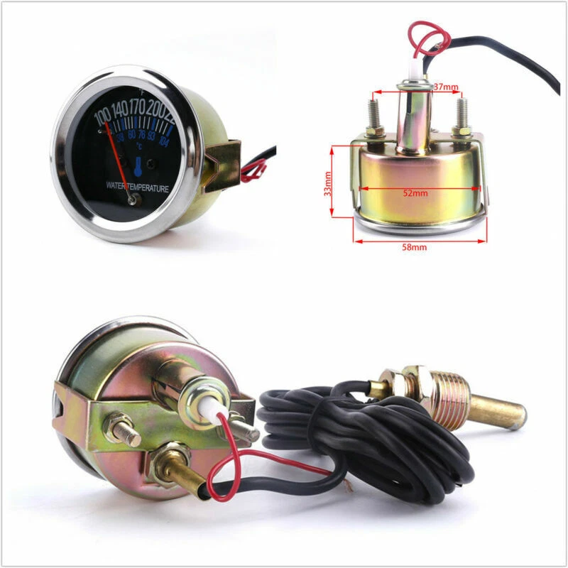 DC 12V Car  Metal Mechanical Water Temperature Guage with 5/8 UNF Threaded End — 第 1/4 张图片
