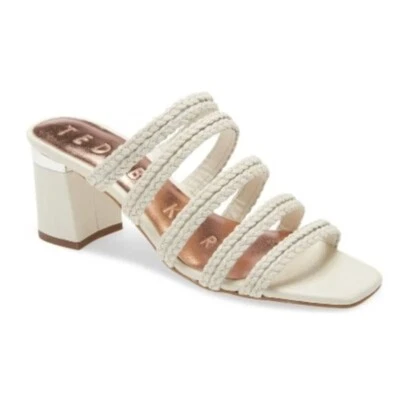 TED BAKER LONDON Emmalii 绑带拖鞋凉鞋 象牙色 奶油色 皮革 尺寸 8.5 全新带盒_ — 第 1/4 张图片