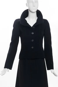 Chaqueta Blazer VALENTINO Negra Cuello Punta Botón Frontal Ajustada Lana Cachemira 2 - Imagen 1 de 5