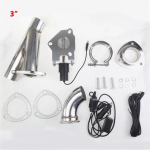 3" Electric Exhaust Valve Cutout Downpipe Cut Out Kit with Manual Control Switch - Picture 1 of 14
