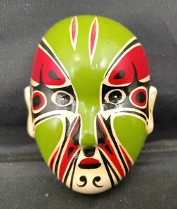 Individual Jy-Yan Chinese Miniature Opera Mask, "Blue-Faced Tiger" : 2.5"X2" - Picture 1 of 7